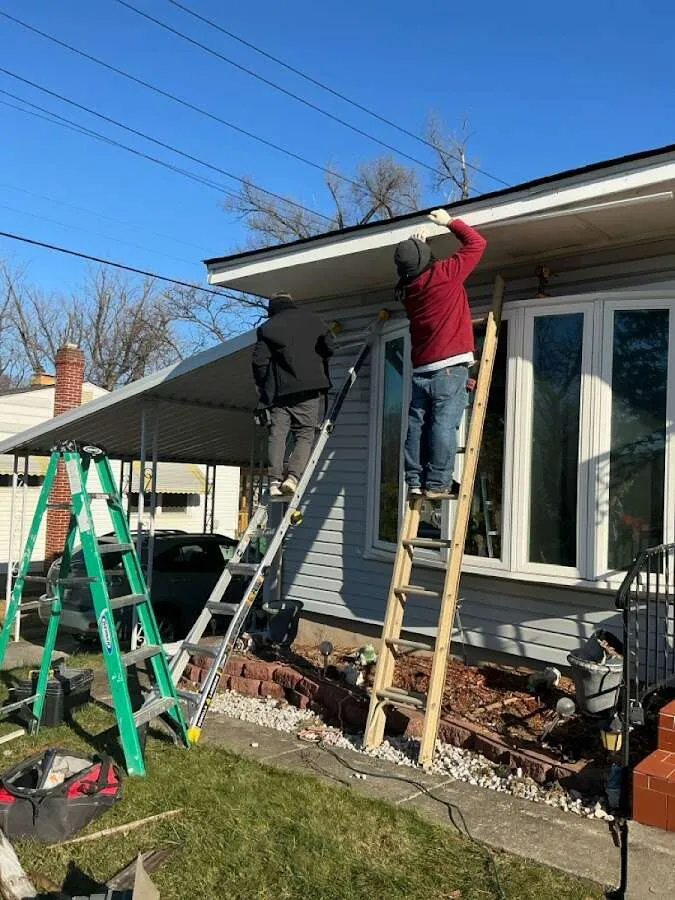 Restoration crew performing exterior repair in Woodbridge